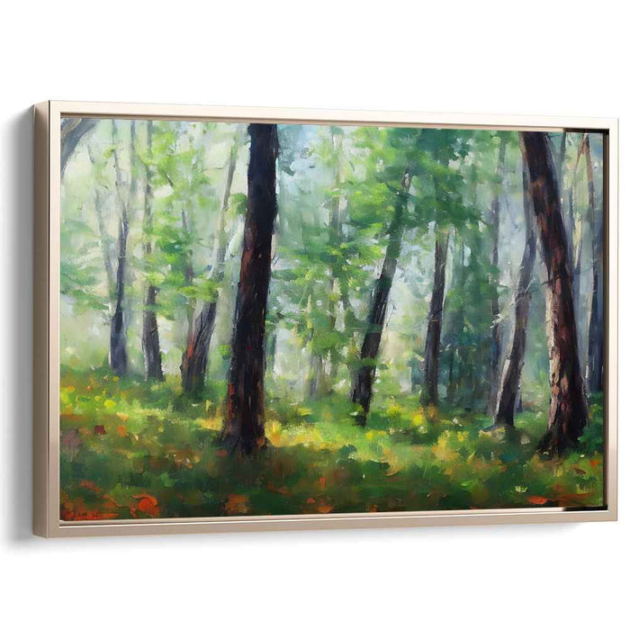 Silent Woods Canvas Serenity: Tranquil Forest Landscape Canvas Art