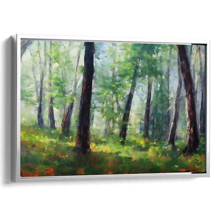 Silent Woods Canvas Serenity: Tranquil Forest Landscape Canvas Art