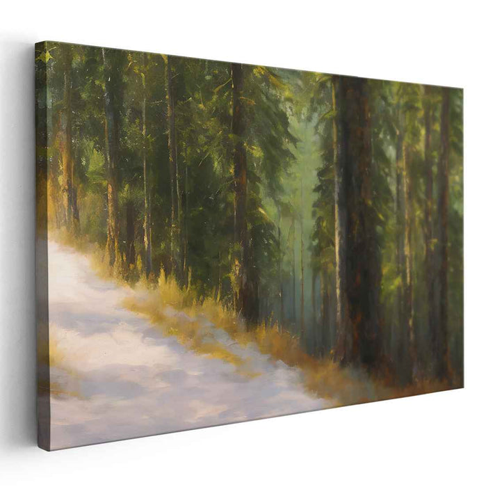 Enchanted Woods Discovery: Realistic Forest Landscape Canvas Art Print