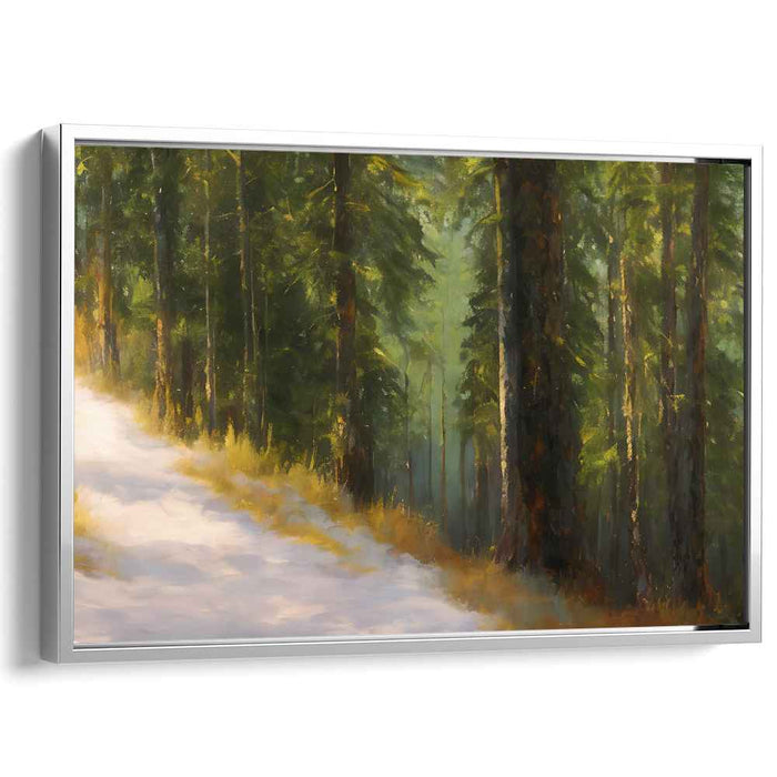 Enchanted Woods Discovery: Realistic Forest Landscape Canvas Art Print