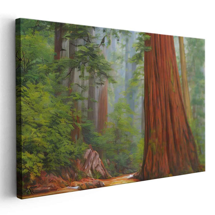 Enchanted Woodscape Symphony: Tranquil Forest Landscape Canvas Art