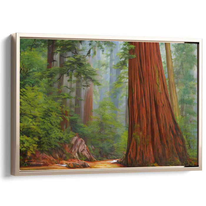 Enchanted Woodscape Symphony: Tranquil Forest Landscape Canvas Art