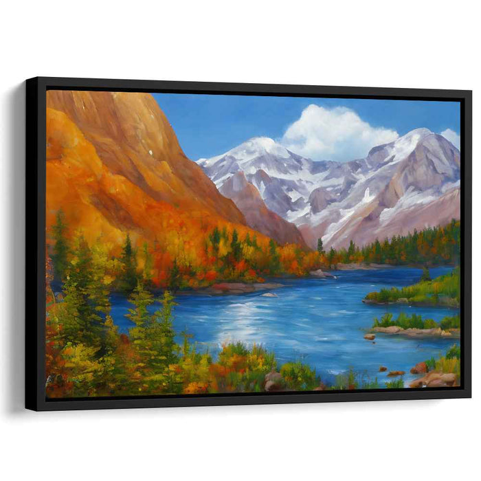 Elevation Flow: Majestic Mountain and River Landscape Canvas Art