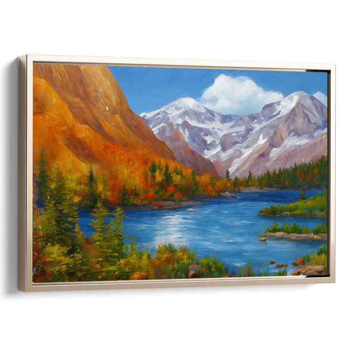 Elevation Flow: Majestic Mountain and River Landscape Canvas Art