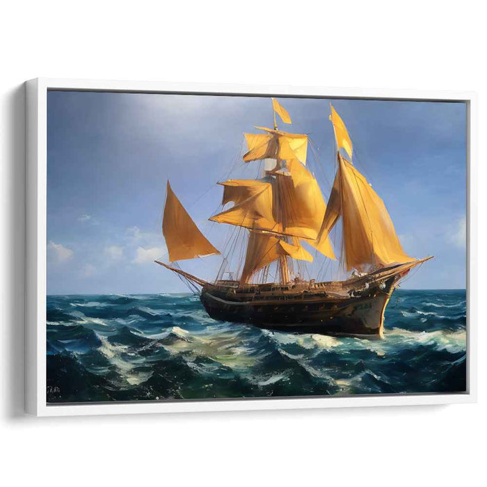Majestic Seas: Classic Ship on Turbulent Waters Canvas Art Print