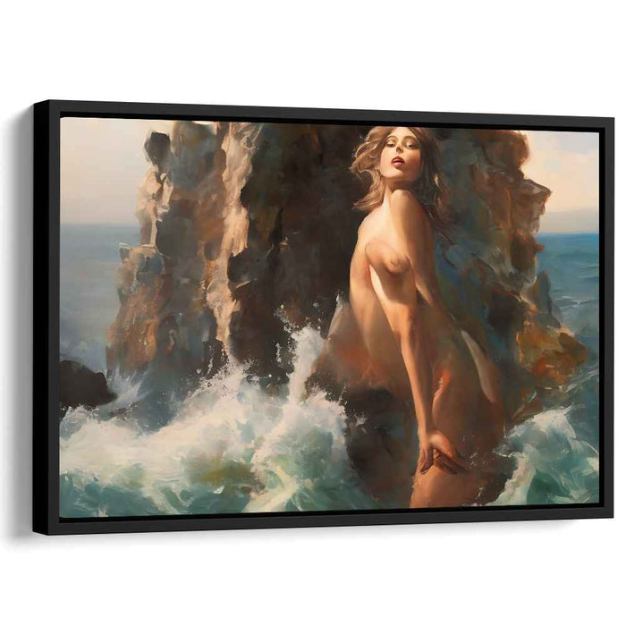 Ethereal Blue Serenade: Sensuous Female Amidst the Ocean Waves