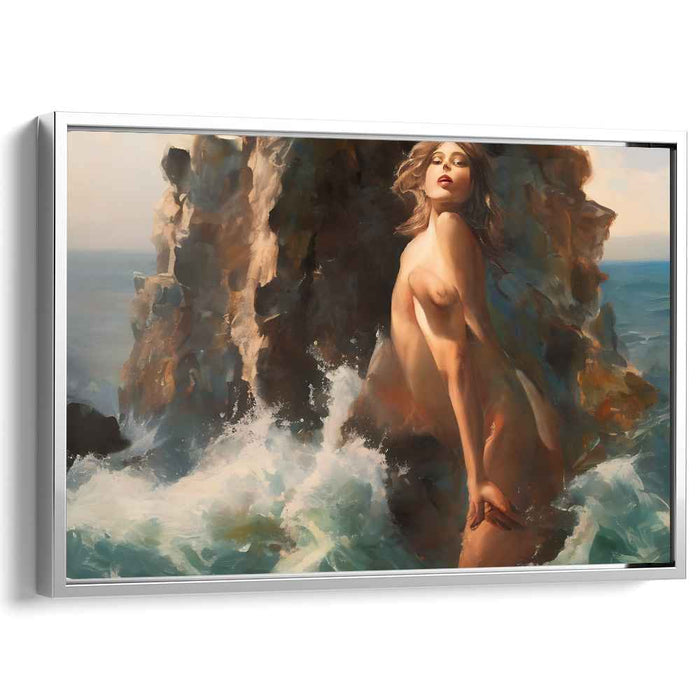 Ethereal Blue Serenade: Sensuous Female Amidst the Ocean Waves