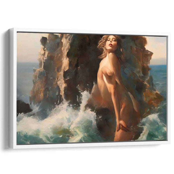 Ethereal Blue Serenade: Sensuous Female Amidst the Ocean Waves