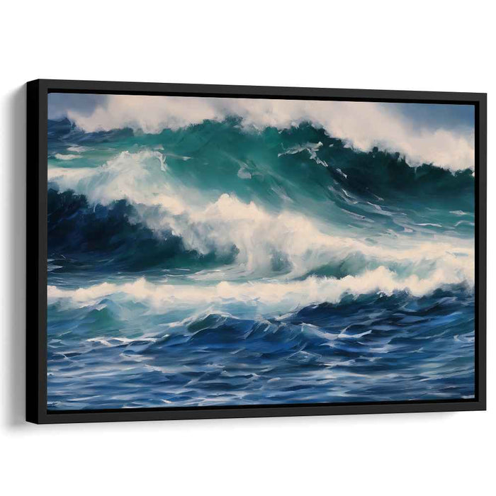 Sapphire Swell: Dynamic Seascape Canvas Art Print