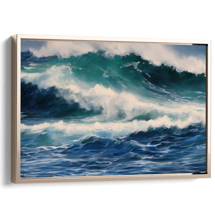 Sapphire Swell: Dynamic Seascape Canvas Art Print