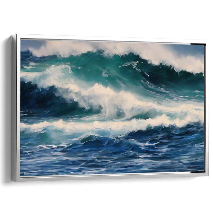 Sapphire Swell: Dynamic Seascape Canvas Art Print