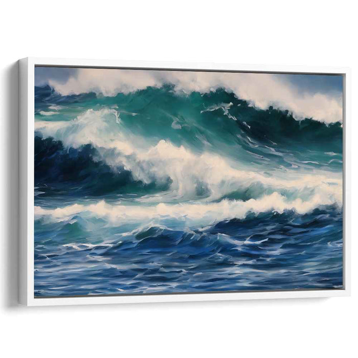 Sapphire Swell: Dynamic Seascape Canvas Art Print