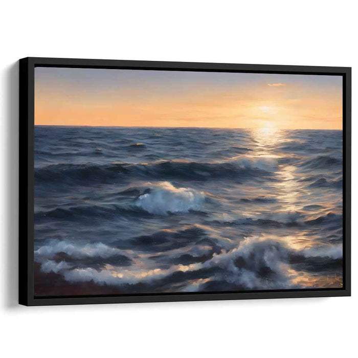 Dusk Tide Canvas Symphony: Sunset Ocean Waves Canvas Art