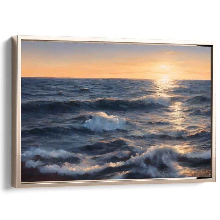 Dusk Tide Canvas Symphony: Sunset Ocean Waves Canvas Art