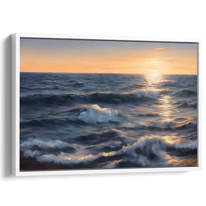 Dusk Tide Canvas Symphony: Sunset Ocean Waves Canvas Art