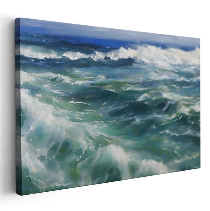 Ethereal Deep Blue Dream: Realistic Seascape Canvas Art Print