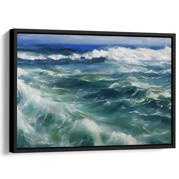 Ethereal Deep Blue Dream: Realistic Seascape Canvas Art Print