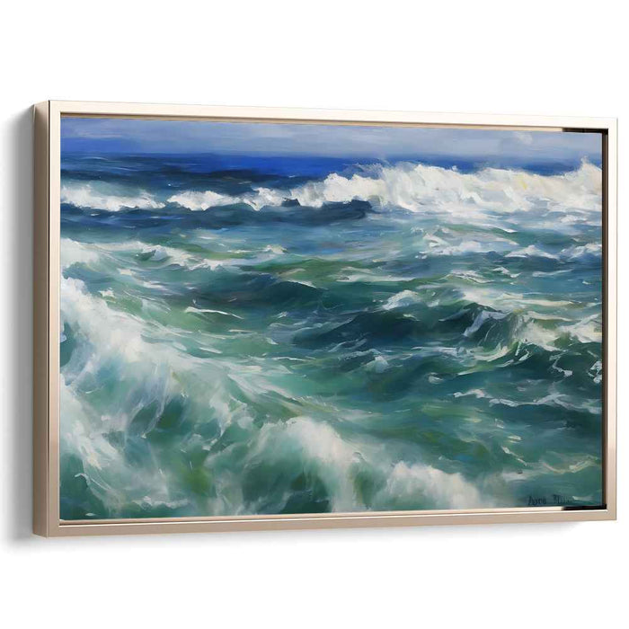 Ethereal Deep Blue Dream: Realistic Seascape Canvas Art Print