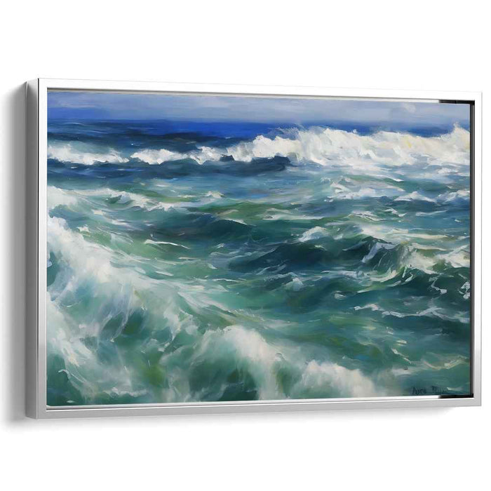 Ethereal Deep Blue Dream: Realistic Seascape Canvas Art Print