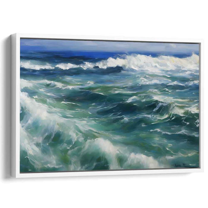 Ethereal Deep Blue Dream: Realistic Seascape Canvas Art Print
