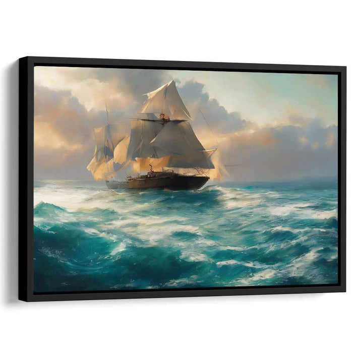 Sail Away Love Story: Romantic Seascape Sailing Ship Canvas Art Print