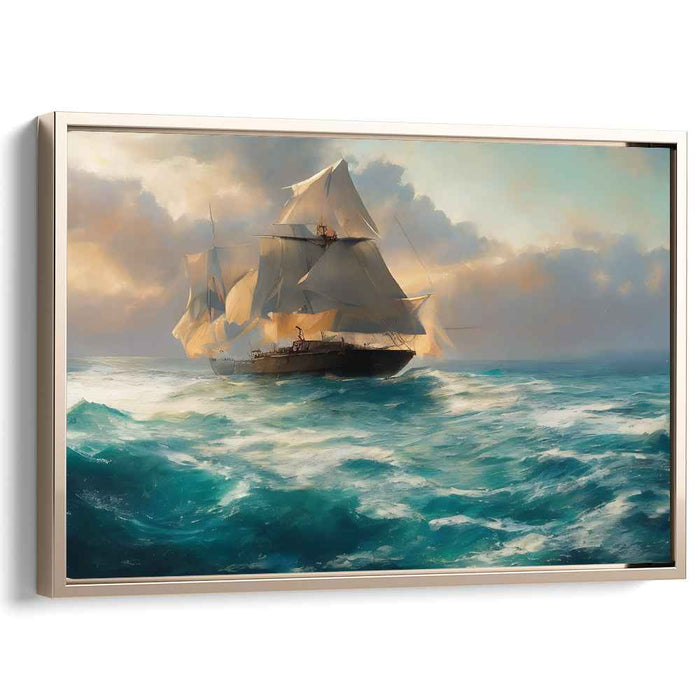 Sail Away Love Story: Romantic Seascape Sailing Ship Canvas Art Print