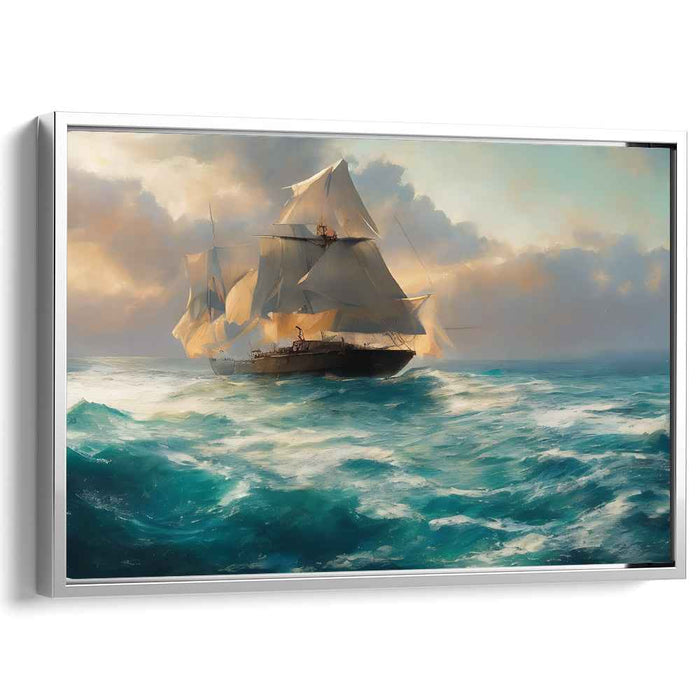 Sail Away Love Story: Romantic Seascape Sailing Ship Canvas Art Print