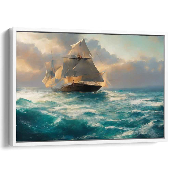 Sail Away Love Story: Romantic Seascape Sailing Ship Canvas Art Print