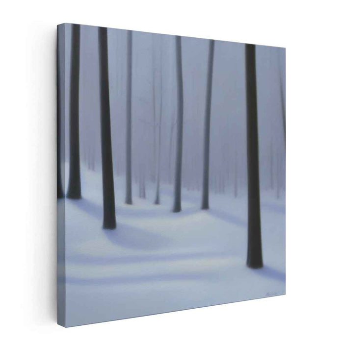 Serenity in Winter: Minimalist Snow-Covered Forest Canvas Art Print