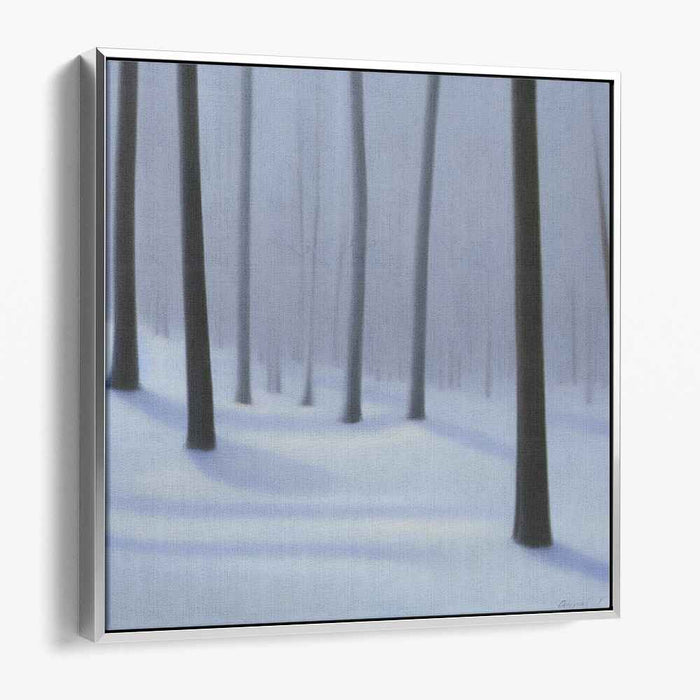 Serenity in Winter: Minimalist Snow-Covered Forest Canvas Art Print