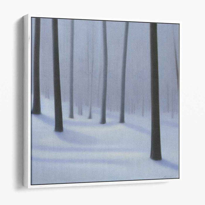 Serenity in Winter: Minimalist Snow-Covered Forest Canvas Art Print