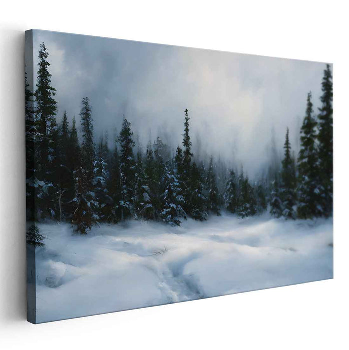Ethereal Winter Forest: Serene Snow-Covered Landscape Canvas Art Print