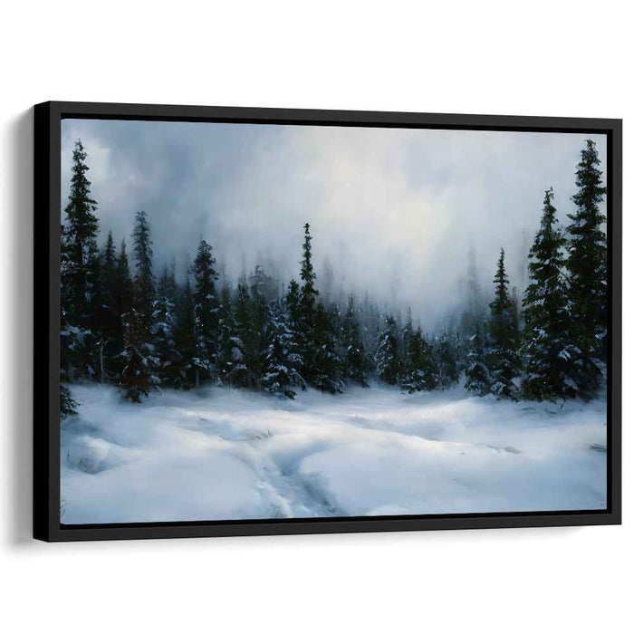 Ethereal Winter Forest: Serene Snow-Covered Landscape Canvas Art Print