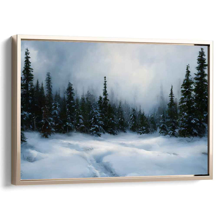 Ethereal Winter Forest: Serene Snow-Covered Landscape Canvas Art Print