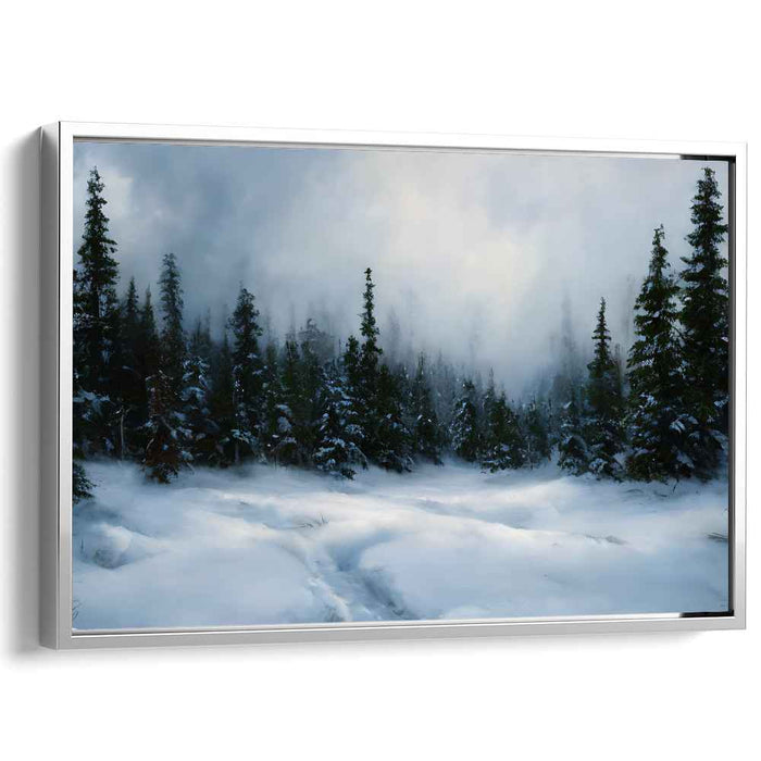 Ethereal Winter Forest: Serene Snow-Covered Landscape Canvas Art Print