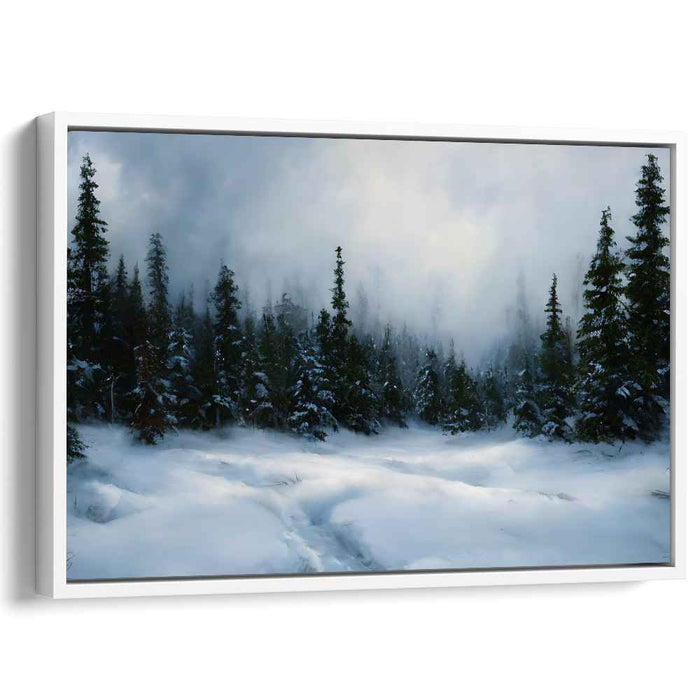 Ethereal Winter Forest: Serene Snow-Covered Landscape Canvas Art Print
