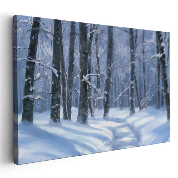 Winter Whispers: Tranquil Snow-Covered Pathway Canvas Art Print
