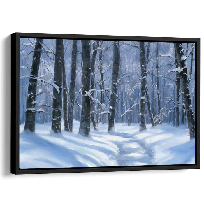 Winter Whispers: Tranquil Snow-Covered Pathway Canvas Art Print