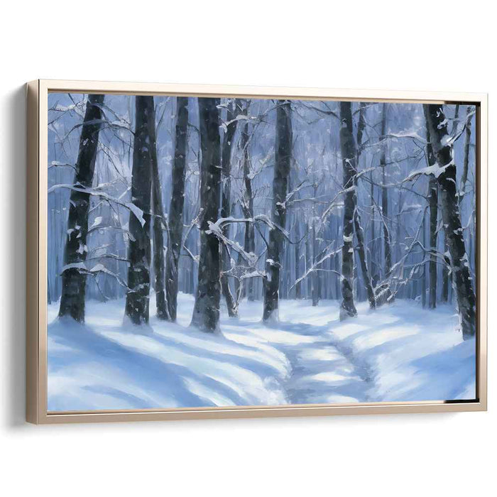 Winter Whispers: Tranquil Snow-Covered Pathway Canvas Art Print