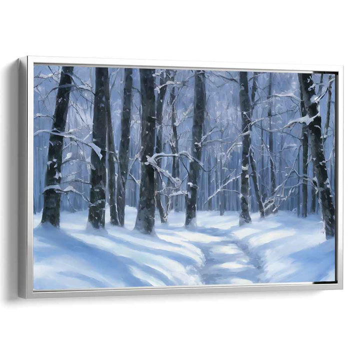 Winter Whispers: Tranquil Snow-Covered Pathway Canvas Art Print