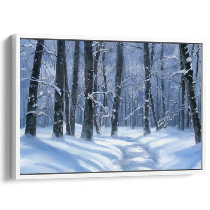 Winter Whispers: Tranquil Snow-Covered Pathway Canvas Art Print