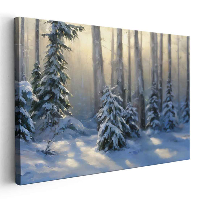 Tranquil Winter Morning: Snow-Covered Forest Landscape