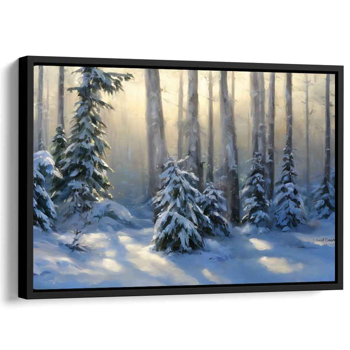 Tranquil Winter Morning: Snow-Covered Forest Landscape