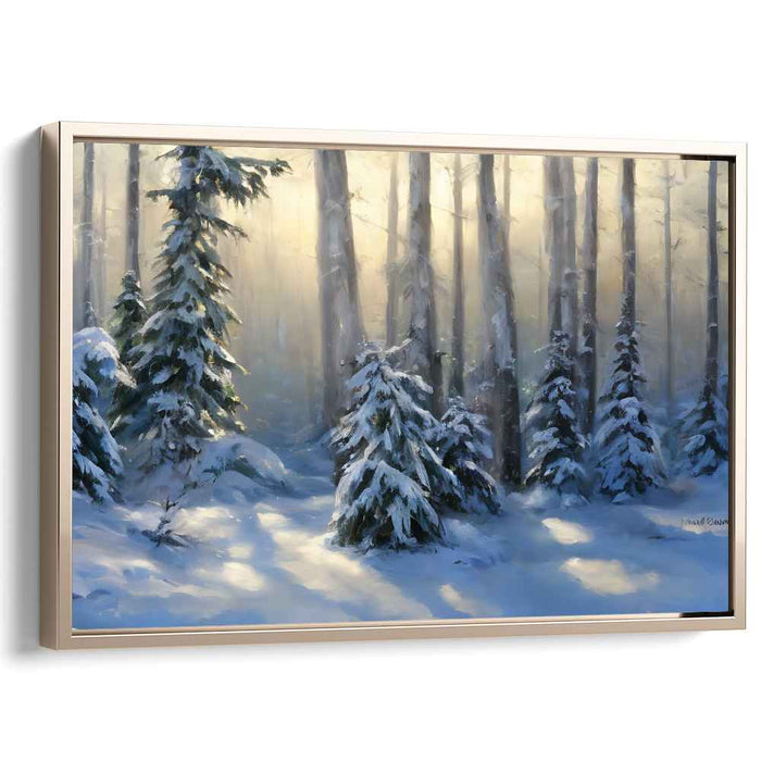 Tranquil Winter Morning: Snow-Covered Forest Landscape