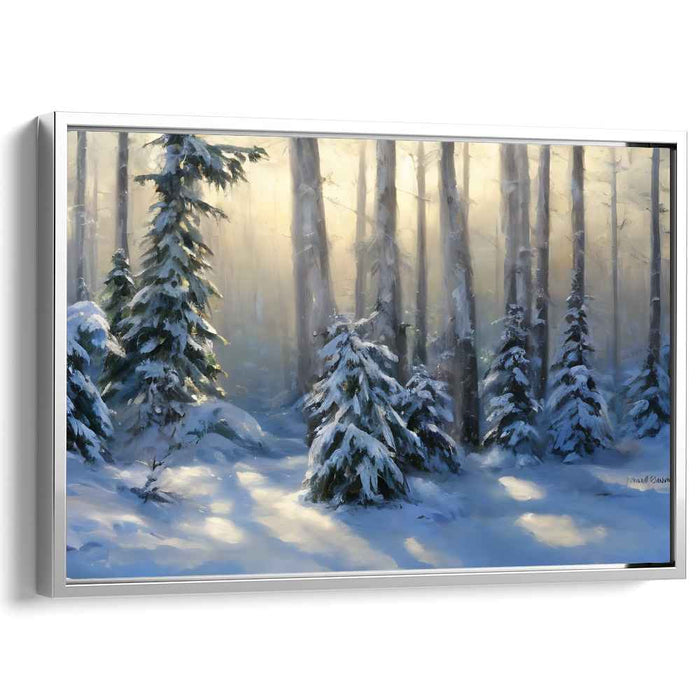 Tranquil Winter Morning: Snow-Covered Forest Landscape