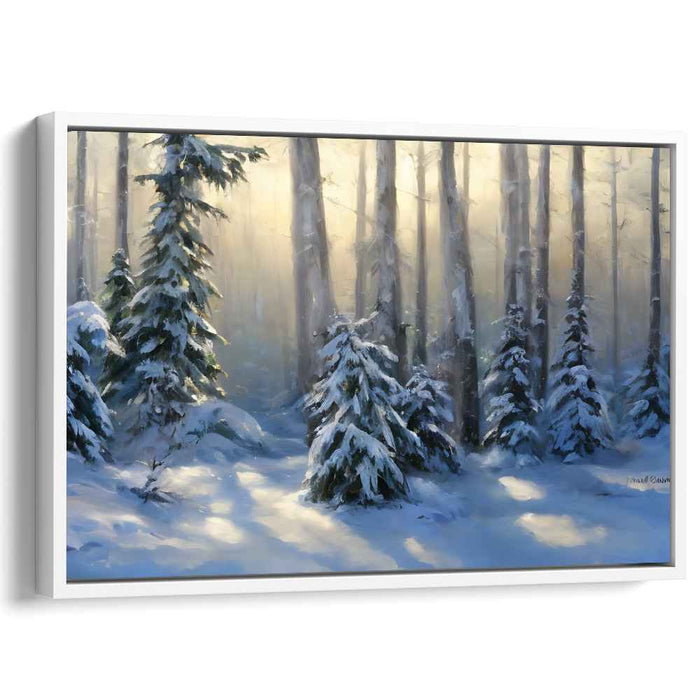 Tranquil Winter Morning: Snow-Covered Forest Landscape