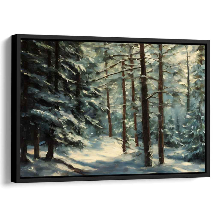 Crystal Veil: Snow-Covered Forest Canvas Art Print