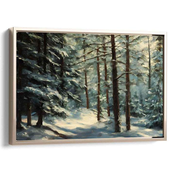 Crystal Veil: Snow-Covered Forest Canvas Art Print