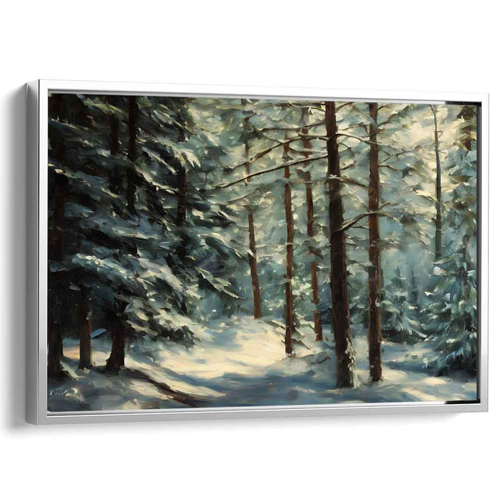 Crystal Veil: Snow-Covered Forest Canvas Art Print