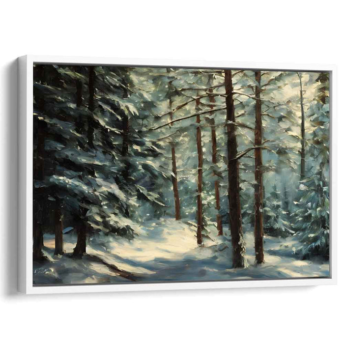 Crystal Veil: Snow-Covered Forest Canvas Art Print